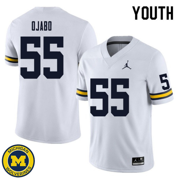 Youth Michigan Wolverines #55 David Ojabo White Embroidery Jersey